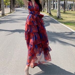 Backless beach long sundress